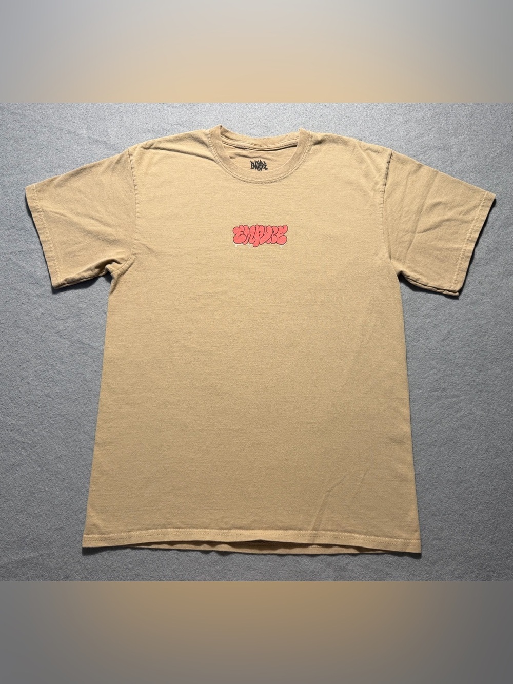 Empyre Men’s Medium Graffiti Cat Graphic T-Shirt Tan Streetwear Urban Art